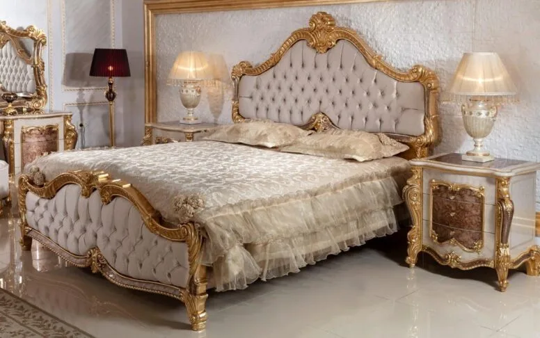 Lit et tête de lit classique marron Hk İnci Gold (sans sommier) — deuxième photo