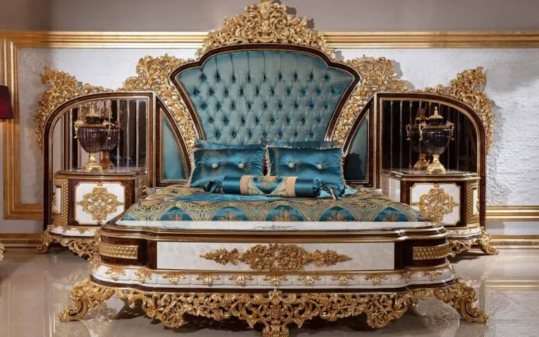 Lit et tête de lit classique Hk Sultan (sans sommier)