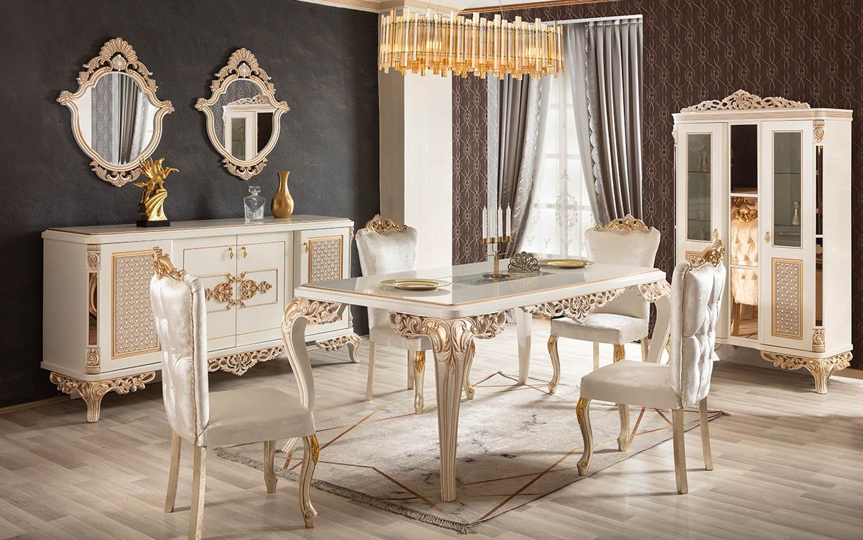 cairo klasik yemek odasi takimi 1 | Özbay Furniture Maroc