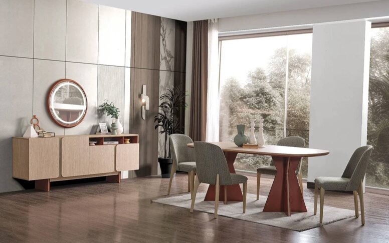 Modern çizgiler, konforlu sandalyeler ve geniş masa! Türkiye ve Avrupa’ya sevkiyat imkanıyla Özbay Mobilya’da!