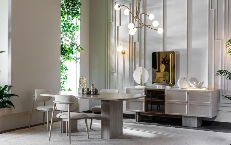 Lüks detaylarla tasarlanan modern yemek odası, kalite ve zarafeti aynı anda yaşatır