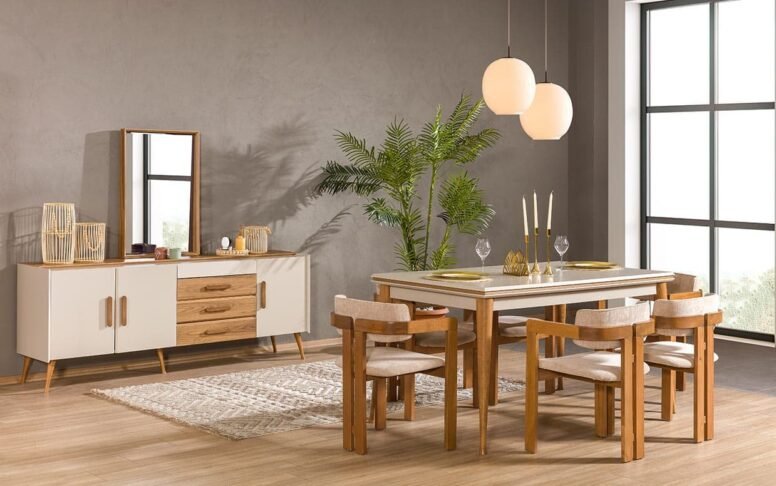 Masası fonksiyonel, sandalyeleri konforlu, konsolu şık! Modern yemek odası takımıyla fark yaratın.