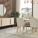 Şık tasarımıyla dikkat çeken yemek odası takımı, konsol ve açılır masasıyla işlevselliği bir araya getirir. Avrupa standartlarında uzun ömürlü kullanım sunar.