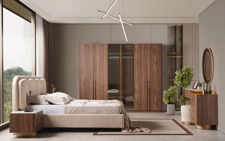 Doğal ahşap detaylarıyla sıcak bir atmosfer sunan yatak odası takımımız, modern tasarımıyla estetik bir görünüm kazandırır. Aynalı dolap yapısı geniş depolama alanı sağlayarak fonksiyonelliği artırır. Kaliteli malzemesi ve sağlam iskeletiyle uzun yıllar güvenle kullanılabilir.