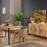 Şık detaylarıyla öne çıkan modern yemek odası, hem işlevsel hem de estetik bir tercih.