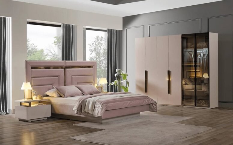 Geniş depolama alanına sahip bu yatak odası takımı, fonksiyonelliğiyle dikkat çeker. Ankara içi ücretsiz, tüm Türkiye’ye güvenli teslimat yapılır.