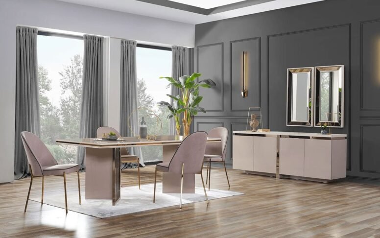 Konforlu sandalyeleri, açılır masası ve şık konsoluyla göz alıcı bir yemek alanı oluşturun. Türkiye ve Avrupa sevkiyatlı!