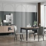 Geniş masası, şık konsolu ve konforlu sandalyeleriyle modern yemek odası takımı. Türkiye ve Avrupa’ya sevkiyat!