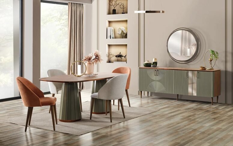 Modern tasarımıyla evinize zarafet katacak yemek odası takımı. 5 şube ve Avrupa geneli teslimat avantajı!