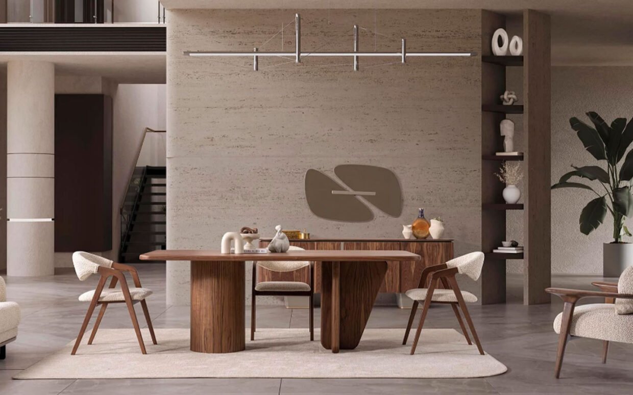 Her detayıyla fonksiyonel tasarımı ön plana çıkan bu model, sıcak tonlarıyla yemek alanınıza samimiyet katar.