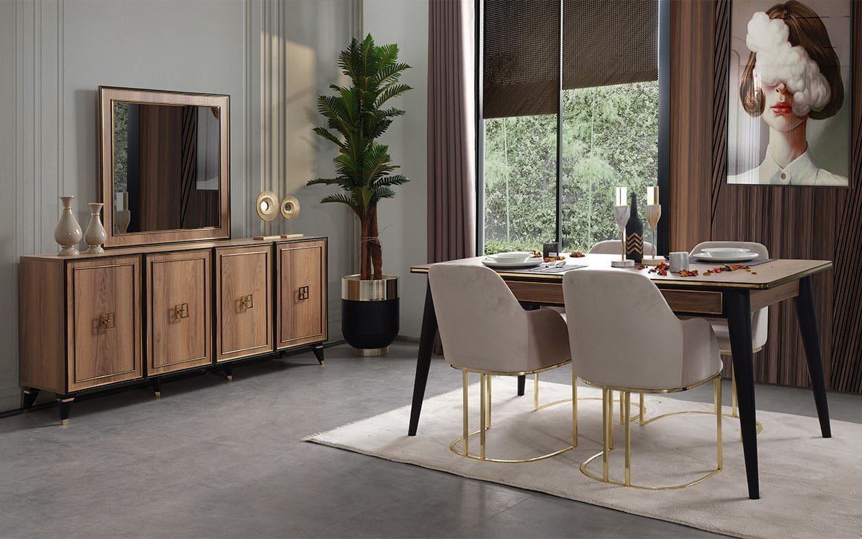 Tüm Türkiye ve Avrupa’ya teslimat avantajıyla modern lüks yemek odası şimdi sizlerle.