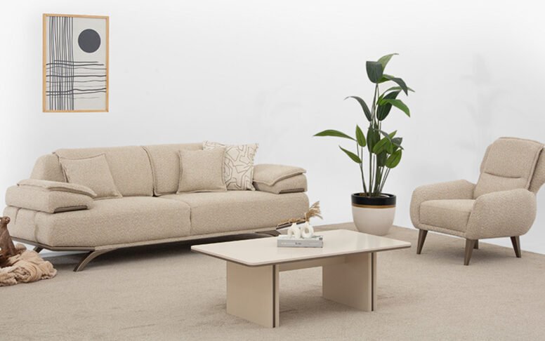 Ankara’da 5 şubemiz var, online sipariş alıyoruz. Gürgen iskeletli koltuk takımı, üçlü koltuk ve berjerden oluşur.