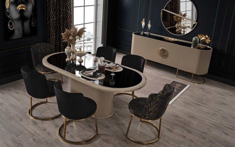 gr gucci kapicino siyah yemek odasi 2 | Özbay Furniture Maroc